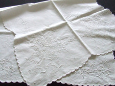 1 Vintage White Cotton Large Machine Embroidered Chair Back Cover.