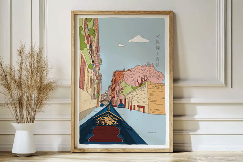 Venice wall art print - a4,
