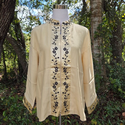 Lin 100 silk zip up - zip, top