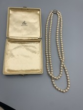 CIRO COSTUME JEWLLERY PEARL DOUBLE NECKLACE with RHINESTONE & STERLING SILVER