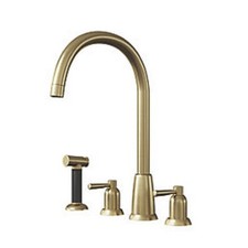 ETAL Cuthbert Dual Lever 4-Hole Kitchen Tap with Rinse Brushed Brass RRP £224.99