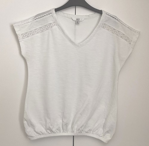 Ladies white bubble hem cotton - ladies,