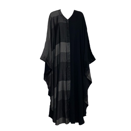 Black beaded abaya - black,