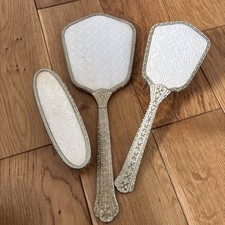 Regents of London Vintage Antique Vanity Set Mirror brush lace pretty gold