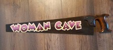Hand Painted Saw Tattoo sign  Parlour woman Cave Unusual Gift original 