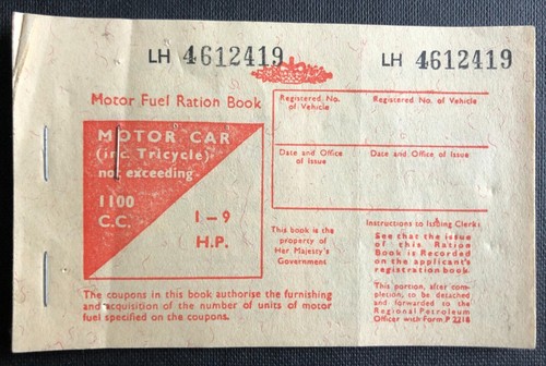 1950s motor fuel - ration, book