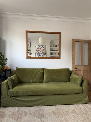 Custom made green velvet - made,
