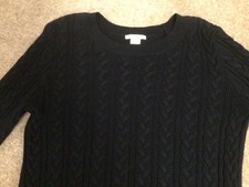 H & M LADIES BLACK CABLE KNIT