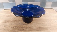 Vintage Sowerby Cobalt Blue Posy Bowl With Frilled Edge