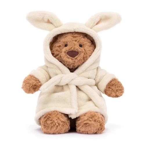 Brown white plush teddy bear - brown,
