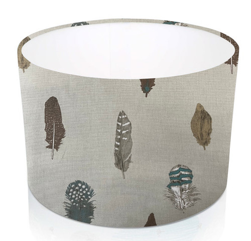Cream feathers drum lampshade - drum,