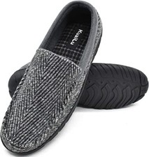 Mens Slippers Comfort memory foam Moccasin Indoor Shoes Light rubber Sole