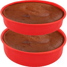 2 x 8 inch Silicone Cake Tin Round Mould  Non-stick Baking Pan Bakeware Sponge 