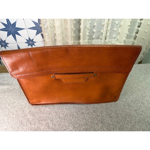 Cognac brown leather portfolio - cognac,