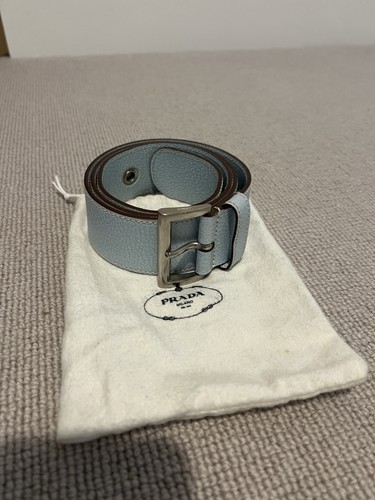 Prada leather belt blue - prada,