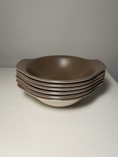 6 x Poole Twintone Mushroom Brown  Lipped Cereal Bowls 6,75”