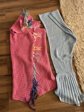 Girls mermaid tail blanket Blue Handmade Unicorn Pink Blanket Crochet Camping 