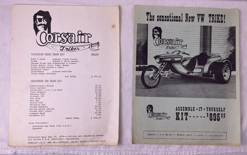 Vintage 1974 corsair trike - corsair, vw