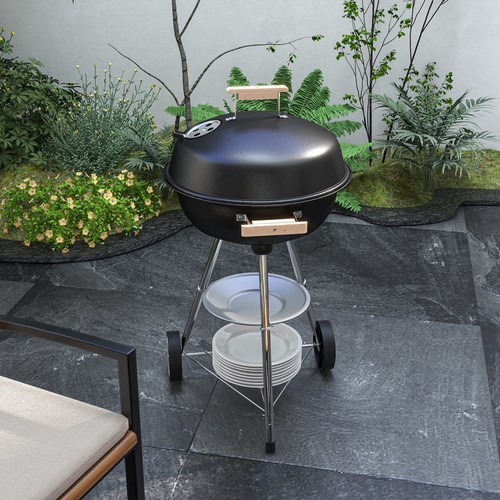 Portable round kettle - round, charcoal