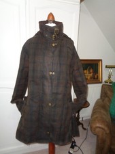 Welligogs Louise Fishtail  Wax Riding Coat  BROWN CHECK  L = UK 14  BRITISH MADE