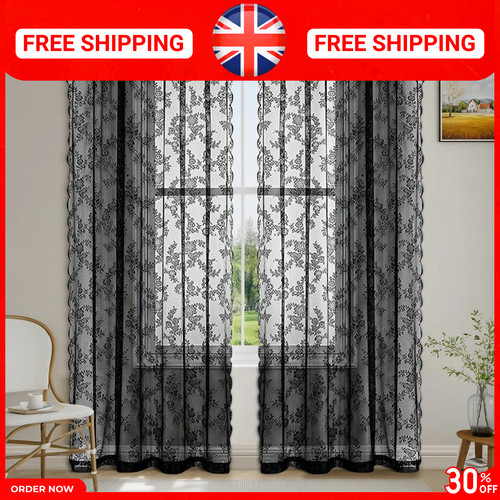 Lace sheer curtain panel - 1,
