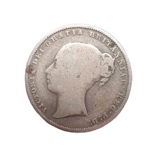 1864 Queen Victoria .925 Silver Shilling Coin. Die #5