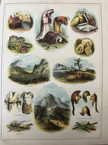 Antique print bible c1870s - print,