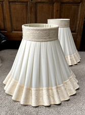Rare Mid 20TH C Extra Lg Ivory Chiffon & Embroidered Trim Lampshades Sold Sep