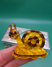 Vintage modern BROOCH Handmade Cute Golden Snail Insect acrylic bakelite Replica