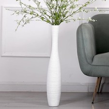 Large Floor Vase for Pampas Grass and Flowers 65 cm High White Resin