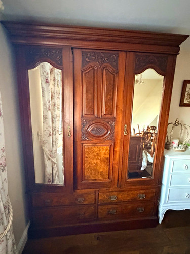 Antique mahogany and burr - and,