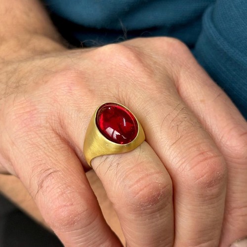 Gold natural ruby stone oval - gold,