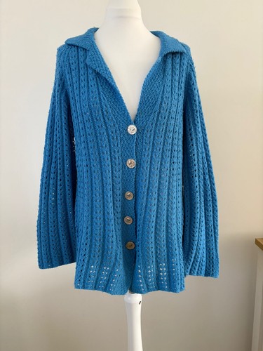 Vintage 80s hand knitted blue - 80s,