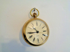 Large Brass Pocket Watch Style Clock Quartz Germany 95x110mm No Stand Used