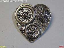Steampunk pin badge brooch silver heart I love hamsters guinea pig fluffy cute