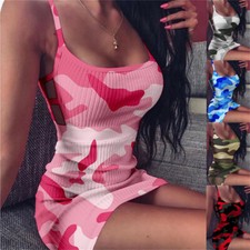 Womens Sexy Camo Strappy Mini