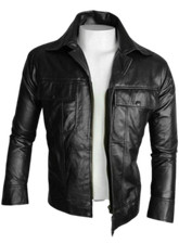 Men's Rocker Style Black Real Leather jacket concert Fashion