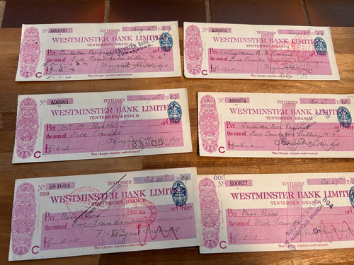 Vintage antique bank cheques - vintage,