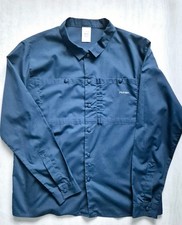 Rohan Safari Mens Navy Blue Long Sleeve Shirt Outdoor Cotton Blend Size Medium