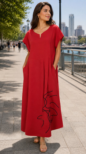Risona tomo red linen - red,