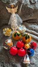 Job Lot Vintage Christmas Tree Baubles Swan Brand, Bells & Gisela Graham Fairy