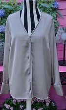 Paul Costelloe Living Studio Womens Shirt Blouse Sz M Champagne Satin Top 12/14