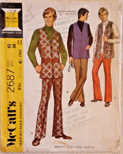 Vintage Sewing Pattern McCall's 2687 Men's Vest & Pants C42 W36  Complete 1970