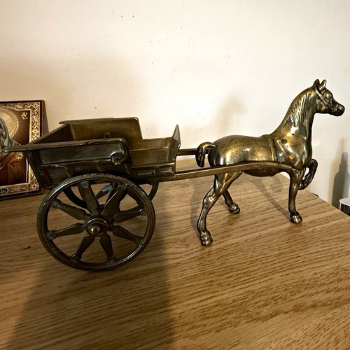 Brass horse cart - horse, model