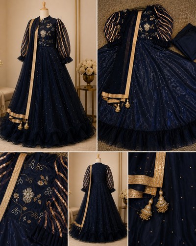 Women blue embroidered - blue,