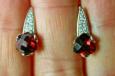 Silver Earrings Red Garnet