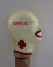 Medium Nurse Latex Mask Hood rubber Fetish Doll Red Cross Transparent Mouth Only