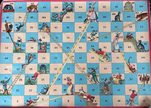 Vintage snakes ladders french - snakes,