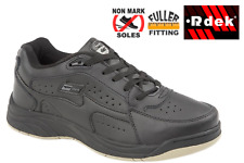 DEK LEATHER TRAINERS MENS GENTS SHOES WORK LACE NEW SCHOOL NON MARKING