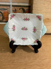 Shelley Bone China Handled Trinket Dish - Rosebud Design
